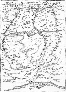 Map by Sally Duston of Carver's world, from Sky Carver by Dean Whitlock